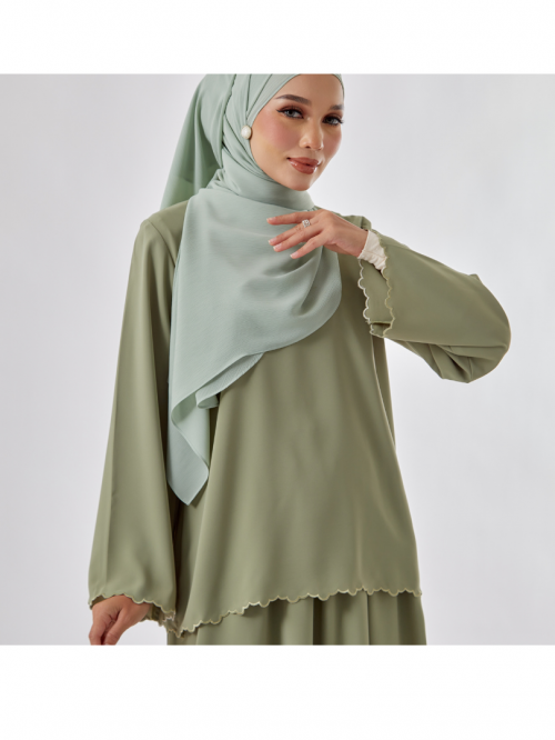 Azka Kurung Kedah Flair Sage Green