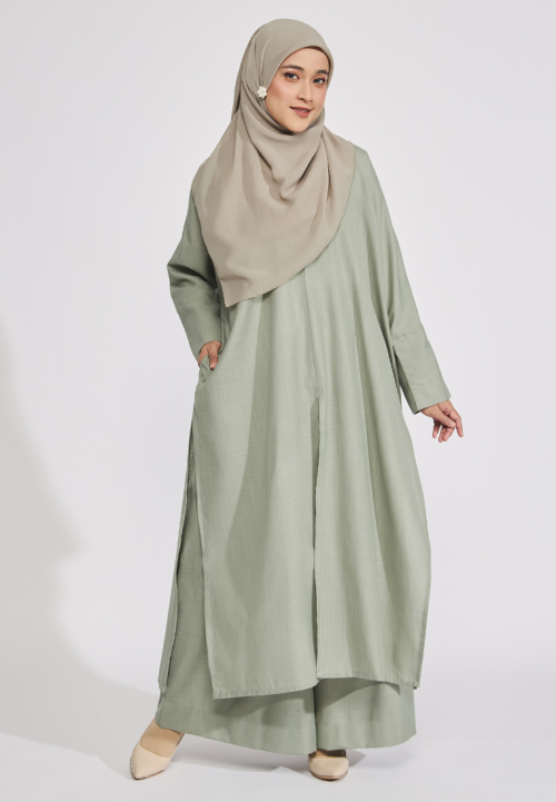 Jenna Women Cotton Linen Set Fern Green