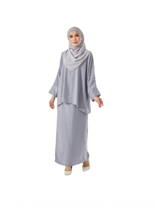 Emaan Kurung Kedah Silver Grey