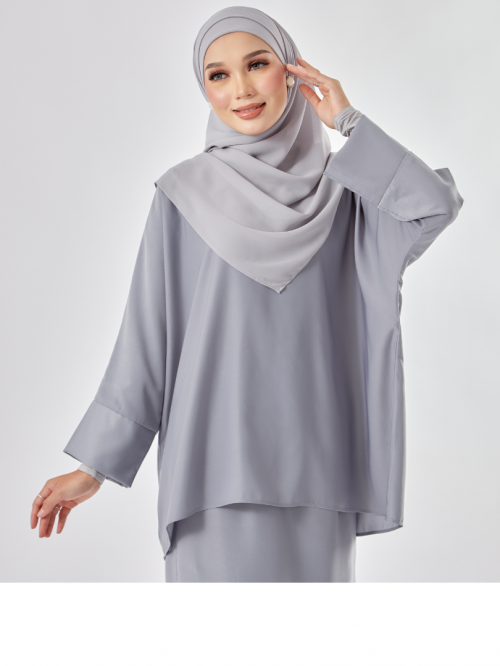 Emaan Kurung Kedah Silver Grey