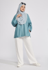 Ressa Cotton Wide Sleeves Blouse Teal Green