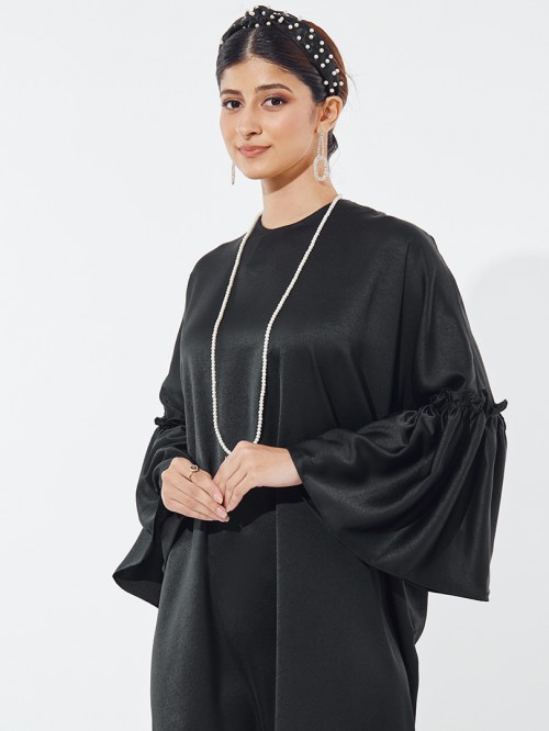 Jasmina Gathered Sleeve Kaftan Black