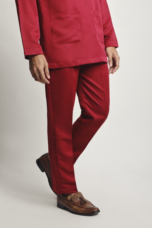 Isyraq Baju Melayu Teluk Belanga Maroon Red