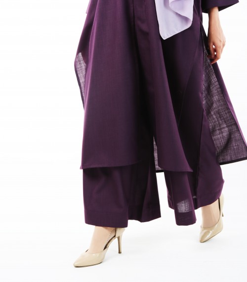 Jenna Women Cotton Linen Set Dark Purple