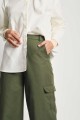 Joana Women Cotton Cargo Pants Olive Green