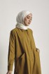 JENNA Women Cotton Linen Diagonal Pocket (Top)  Olive Green